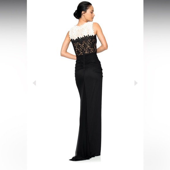 TADASHI SHOJI LACE AND DRAPED TULLE BOATNECK GOWN - Picture 3 of 10